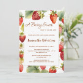 Invitation Un Baby shower de fraise doux Berry (Debout devant)