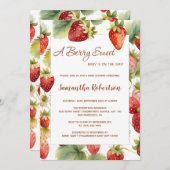 Invitation Un Baby shower de fraise doux Berry (Devant / Derrière)
