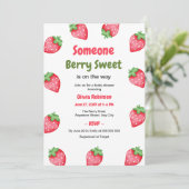 Invitation Un Baby shower de fraise doux Berry (Debout devant)