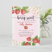 Invitation Un Baby shower de fraise doux Berry (Debout devant)