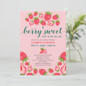 Invitation Un Baby shower de fraise doux Berry Baby mignonne (Debout devant)