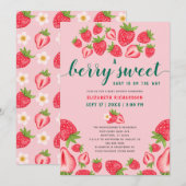 Invitation Un Baby shower de fraise doux Berry Baby mignonne (Devant / Derrière)