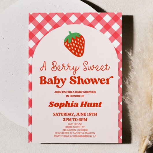 Invitation Un Baby shower de fraise rouge doux Berry