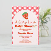 Invitation Un Baby shower de fraise rouge doux Berry (Debout devant)