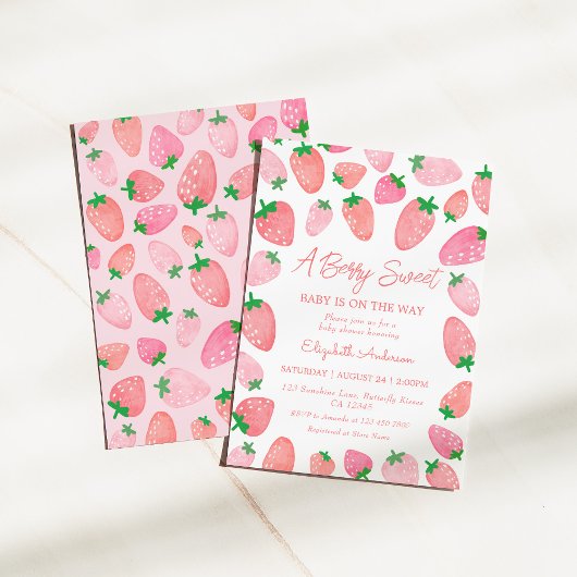 Invitation Un Baby shower de fraises doux au Berry