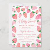 Invitation Un Baby shower de fraises doux au Berry (Devant)