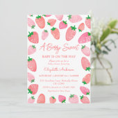 Invitation Un Baby shower de fraises doux au Berry (Debout devant)