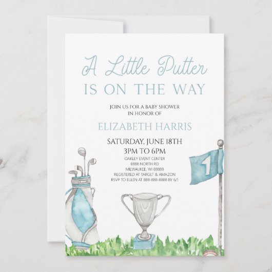 Invitation Un Baby shower De Golf Un Peu Bleu (Devant)