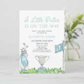 Invitation Un Baby shower De Golf Un Peu Bleu (Debout devant)