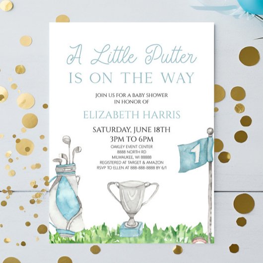 Invitation Un Baby shower De Golf Un Peu Bleu