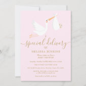 Invitation Un Baby shower de livraison spécial rose (Devant)