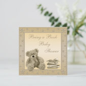 Invitation Un Baby shower de livre pour un beau Teddy Neutral (Debout devant)