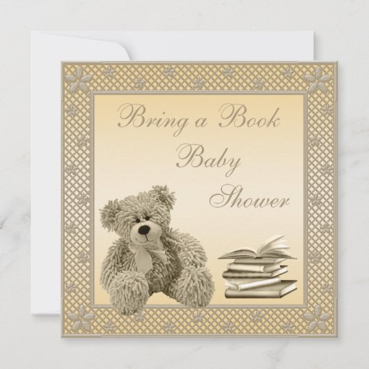 Invitation Un Baby shower de livre pour un beau Teddy Neutral (Devant)