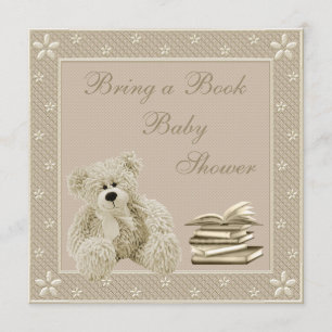 Invitation Un Baby shower de livre pour un beau Teddy Neutral