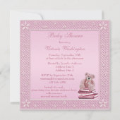 Invitation Un Baby shower de livres en Teddy rose pâle (Dos)
