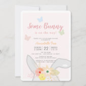 Invitation Un Baby shower de Papillon Floral Gris Rose Bunny (Devant)