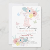 Invitation Un Baby shower de Papillon Floral Rose Bunny (Devant)