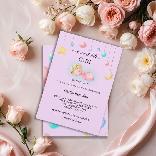 Invitation Un Baby shower de petite fille doux