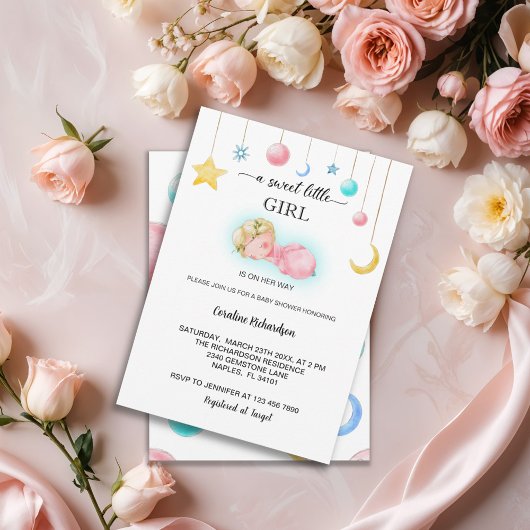 Invitation Un Baby shower de petite fille doux