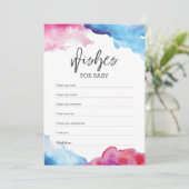 Invitation Un Baby shower de plumes bleu et rose pour bébé (Debout devant)