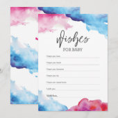 Invitation Un Baby shower de plumes bleu et rose pour bébé (Devant / Derrière)