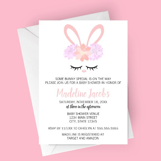 Invitation Un Baby shower de printemps Bunny