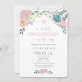 Invitation Un Baby shower de Saint-Valentin fleuri un peu amo (Devant)