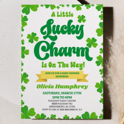 Invitation Un Baby shower de St. Patrick's Day un peu charman