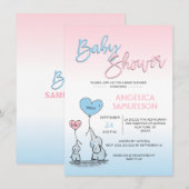 Invitation Un Baby shower d'éléphant neutre révélant un genre (Devant / Derrière)