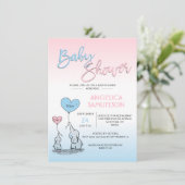 Invitation Un Baby shower d'éléphant neutre révélant un genre (Debout devant)