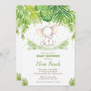 Invitation Un Baby shower d'éléphants mignons, des animaux de