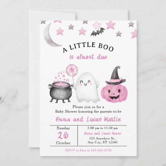 Invitation Un Baby shower d'Halloween un peu mignon (Devant)