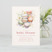Invitation un Baby shower doux avec Macarons (Debout devant)