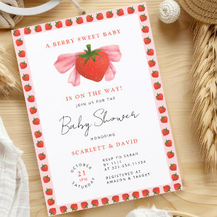 Invitation Un Baby shower élégant Berry Sweet Girl