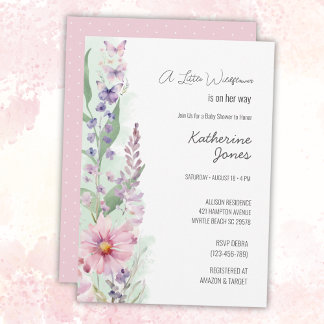 Invitation Un Baby shower Élégant pour une petite fille Fleur