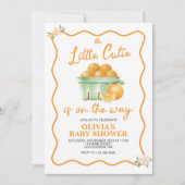 Invitation Un Baby shower en plaid orange Little Cutie (Devant)