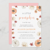 Invitation Un Baby shower feuille Un peu Citrouille (Devant / Derrière)