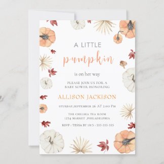 Invitation Un Baby shower feuille Un peu Citrouille