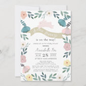 Invitation Un Baby shower Fille Jardin Floral Bunny (Devant)