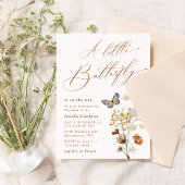 Invitation Un Baby shower Fleur sauvage élégant petit papillo
