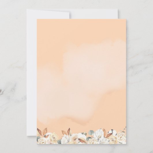 Invitation Un Baby shower Floral D'Automne Un Peu Citrouille (Dos)