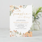 Invitation Un Baby shower Floral D'Automne Un Peu Citrouille (Debout devant)