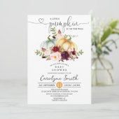 Invitation Un Baby shower Floral De Chute Un Peu Citrouille (Debout devant)