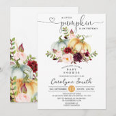 Invitation Un Baby shower Floral De Chute Un Peu Citrouille (Devant / Derrière)