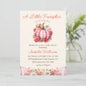 Invitation Un Baby shower Floral De Chute Un Peu Citrouille (Debout devant)