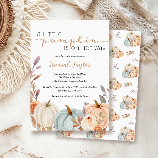 Invitation Un Baby shower Floral De Chute Un Peu Citrouille