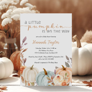 Invitation Un Baby shower Floral De Chute Un Peu Citrouille