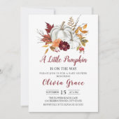 Invitation Un Baby shower Floral De Chute Un Peu Citrouille (Devant)