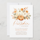 Invitation Un Baby shower Floral De Chute Un Peu Citrouille (Devant)