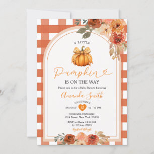 Invitation Un Baby shower Floral Orange En vichy Un Peu Citro